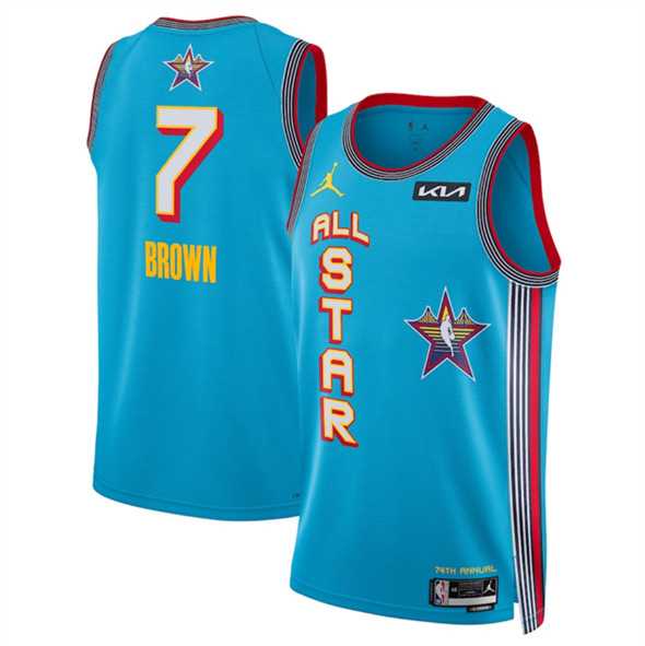 Men%27s 2025 All-Star #7 Jaylen Brown Light Blue Stitched Jersey Dzhi